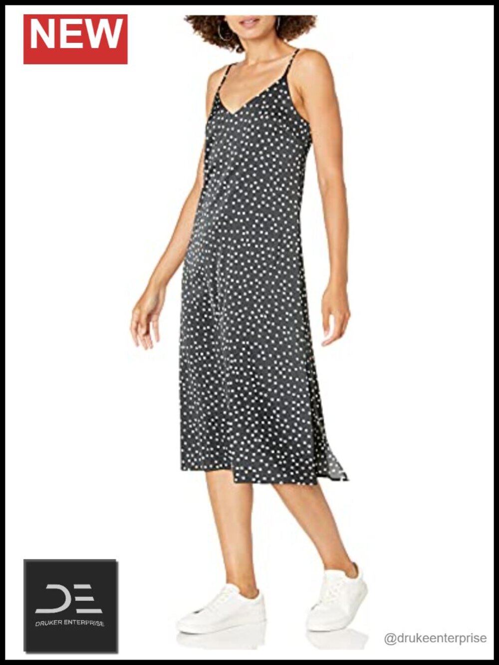 Silky V-Neck Midi Slip Dress Adjustable Spaghetti Straps Casual